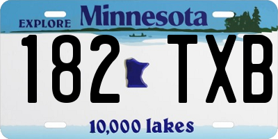 MN license plate 182TXB