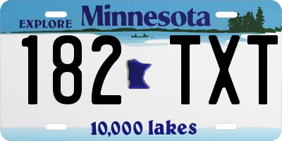 MN license plate 182TXT