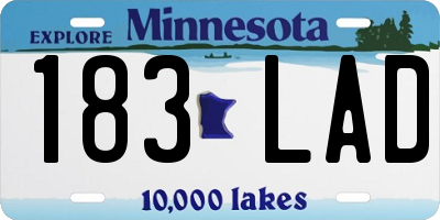 MN license plate 183LAD