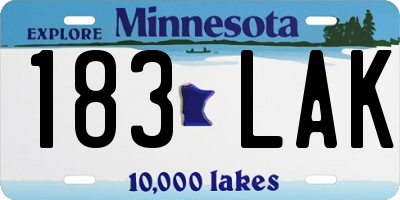 MN license plate 183LAK