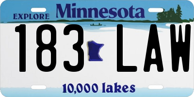 MN license plate 183LAW