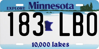 MN license plate 183LBO