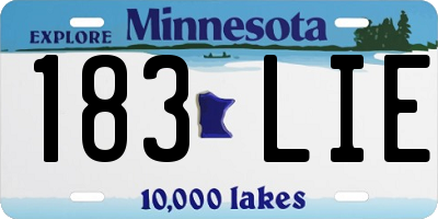 MN license plate 183LIE