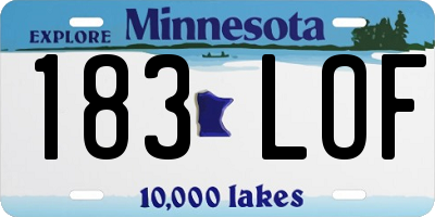 MN license plate 183LOF