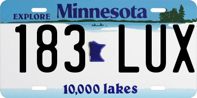 MN license plate 183LUX