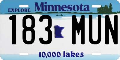 MN license plate 183MUN