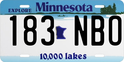 MN license plate 183NBO