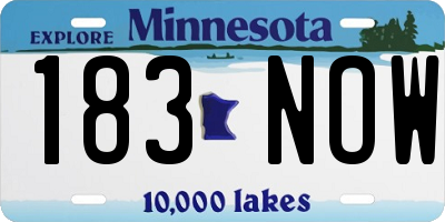 MN license plate 183NOW