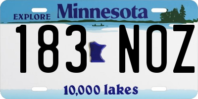 MN license plate 183NOZ