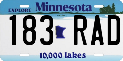 MN license plate 183RAD