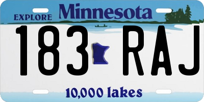 MN license plate 183RAJ