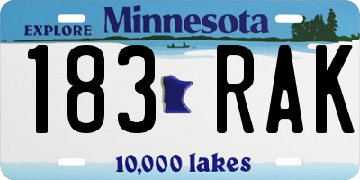 MN license plate 183RAK
