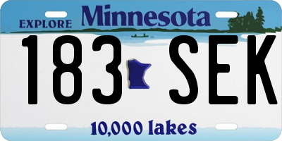 MN license plate 183SEK