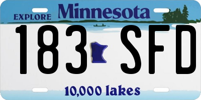 MN license plate 183SFD