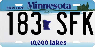 MN license plate 183SFK