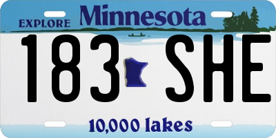 MN license plate 183SHE