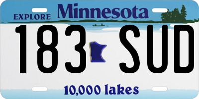 MN license plate 183SUD