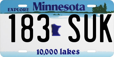 MN license plate 183SUK