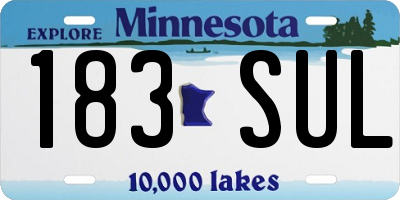 MN license plate 183SUL