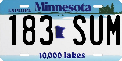 MN license plate 183SUM