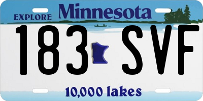 MN license plate 183SVF