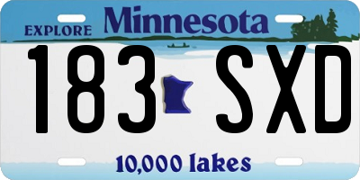 MN license plate 183SXD