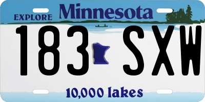MN license plate 183SXW