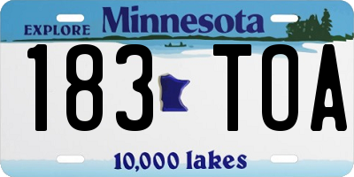 MN license plate 183TOA