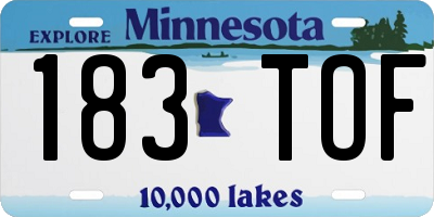 MN license plate 183TOF