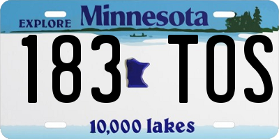 MN license plate 183TOS