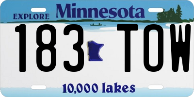MN license plate 183TOW