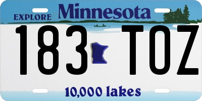 MN license plate 183TOZ