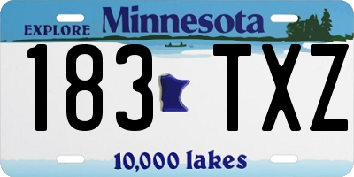 MN license plate 183TXZ