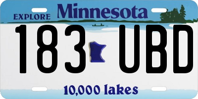 MN license plate 183UBD
