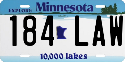 MN license plate 184LAW