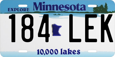 MN license plate 184LEK