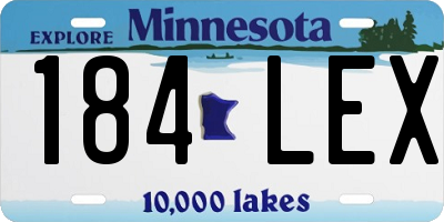 MN license plate 184LEX