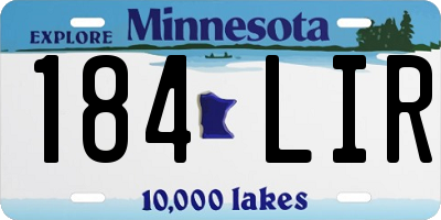 MN license plate 184LIR