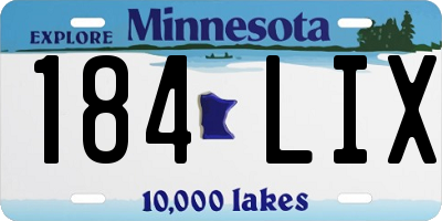 MN license plate 184LIX