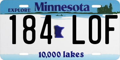 MN license plate 184LOF