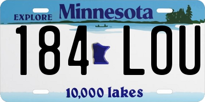 MN license plate 184LOU