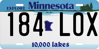 MN license plate 184LOX