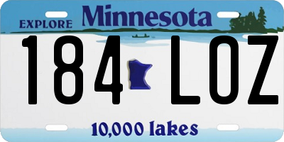 MN license plate 184LOZ