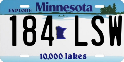 MN license plate 184LSW