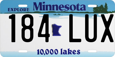 MN license plate 184LUX