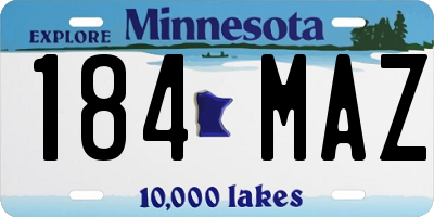 MN license plate 184MAZ