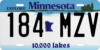 MN license plate 184MZV