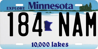 MN license plate 184NAM