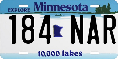 MN license plate 184NAR