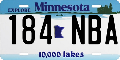 MN license plate 184NBA